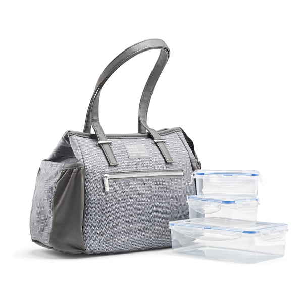 Copley Lunch Bag, Gray Tweed