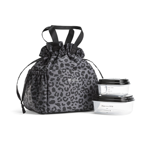 Cromwell Cinch Lunch Tote, Charcoal Cheetah