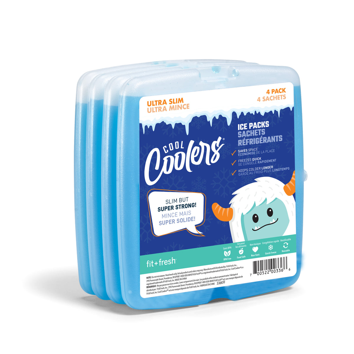 thumbnail image 2 of Cool Coolers By Fit & Fresh 4 Pack XL Slim Ice Packs, Quick Freeze Space Saving Reusable Ice Packs For Lunch Boxes Or Coolers, Purple 2 of 12