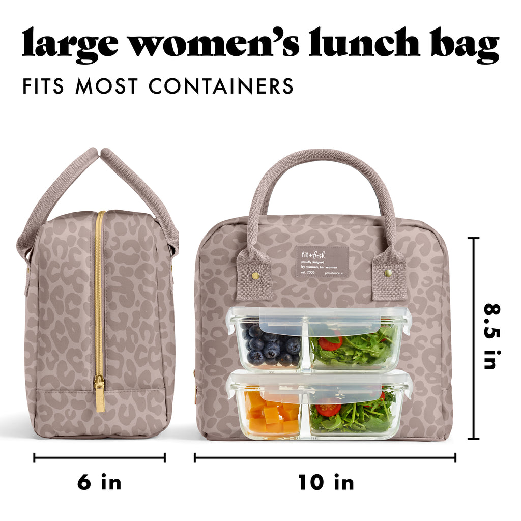 Bloomington Lunch Bag with Lunch Kit, Mocha Feline Fine