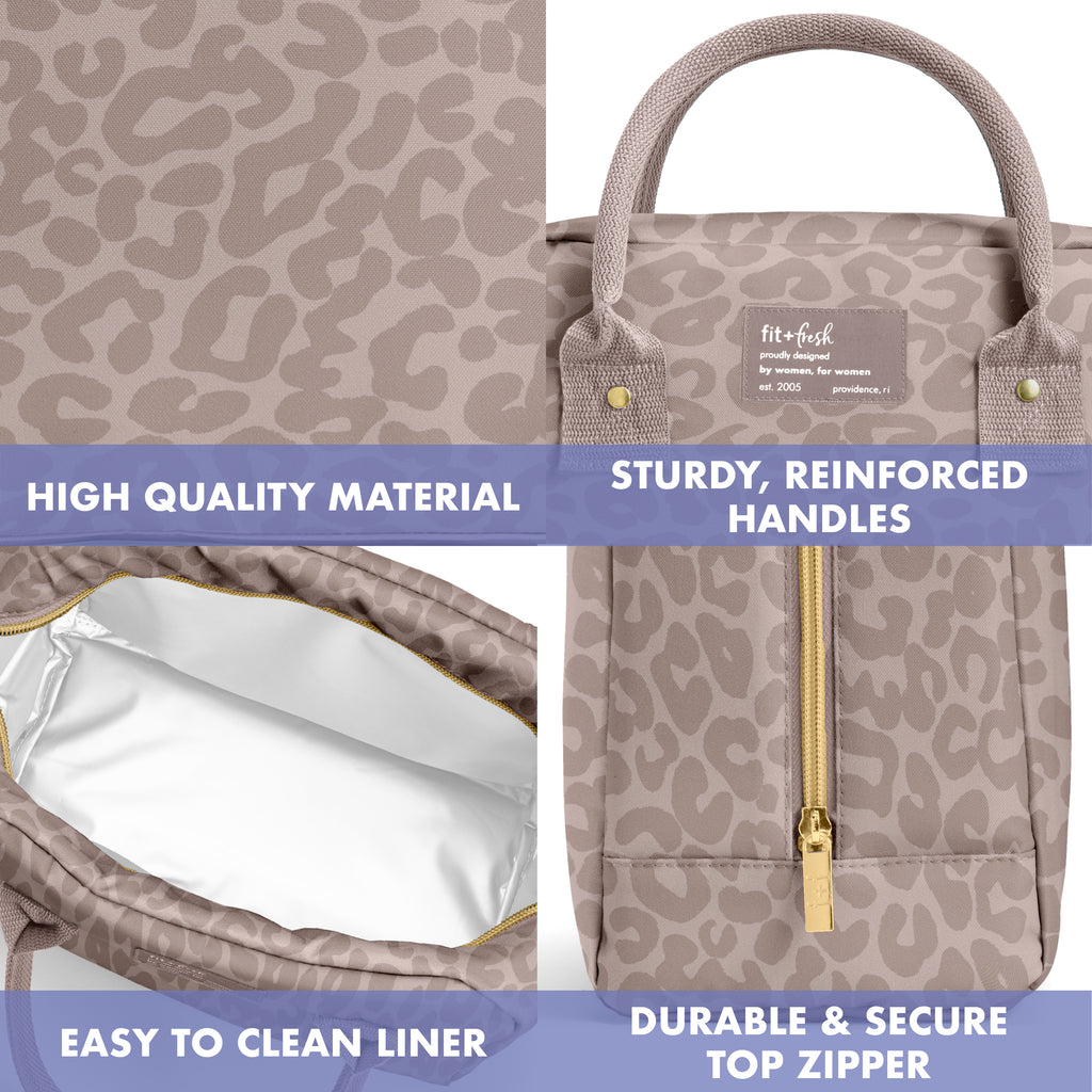 Bloomington Lunch Bag with Lunch Kit, Mocha Feline Fine