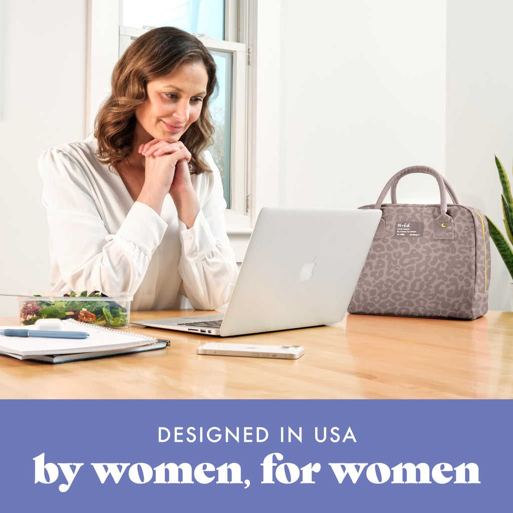 Bloomington Lunch Bag with Lunch Kit, Mocha Feline Fine