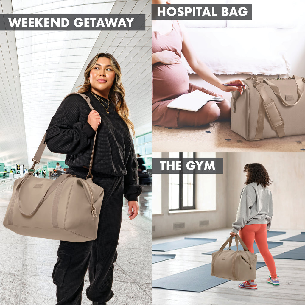 Neoprene Adult Travel Duffel, Taupe