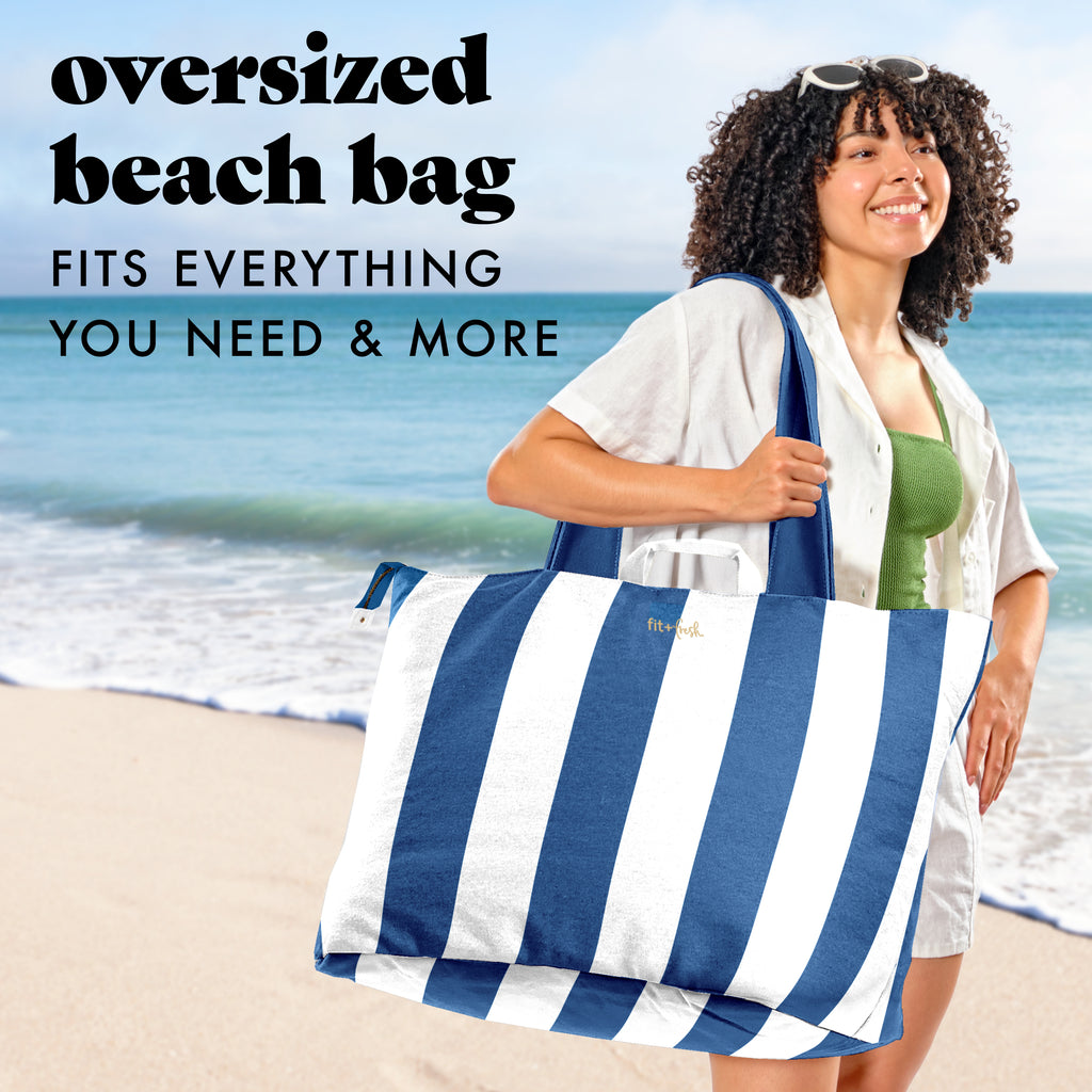 All The Things XL Travel Tote Bag, Cobalt Cabana Stripe