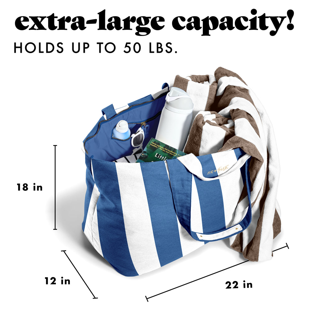 All The Things XL Travel Tote Bag, Cobalt Cabana Stripe