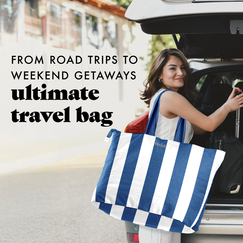 All The Things XL Travel Tote Bag, Cobalt Cabana Stripe