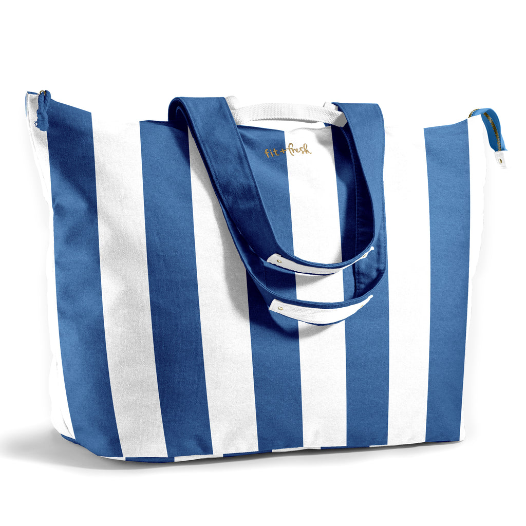 All The Things XL Travel Tote Bag, Cobalt Cabana Stripe