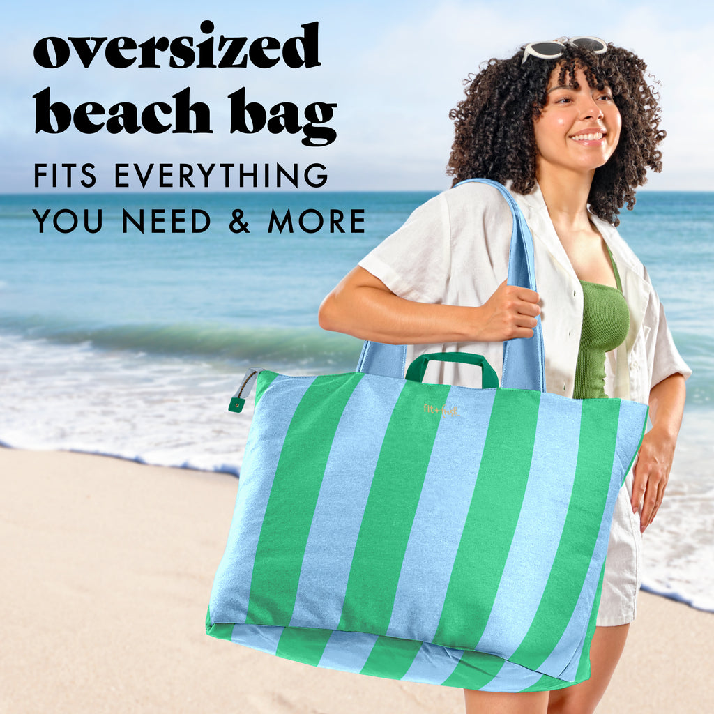 All The Things XL Travel Tote Bag, Coastal Cabana Stripe