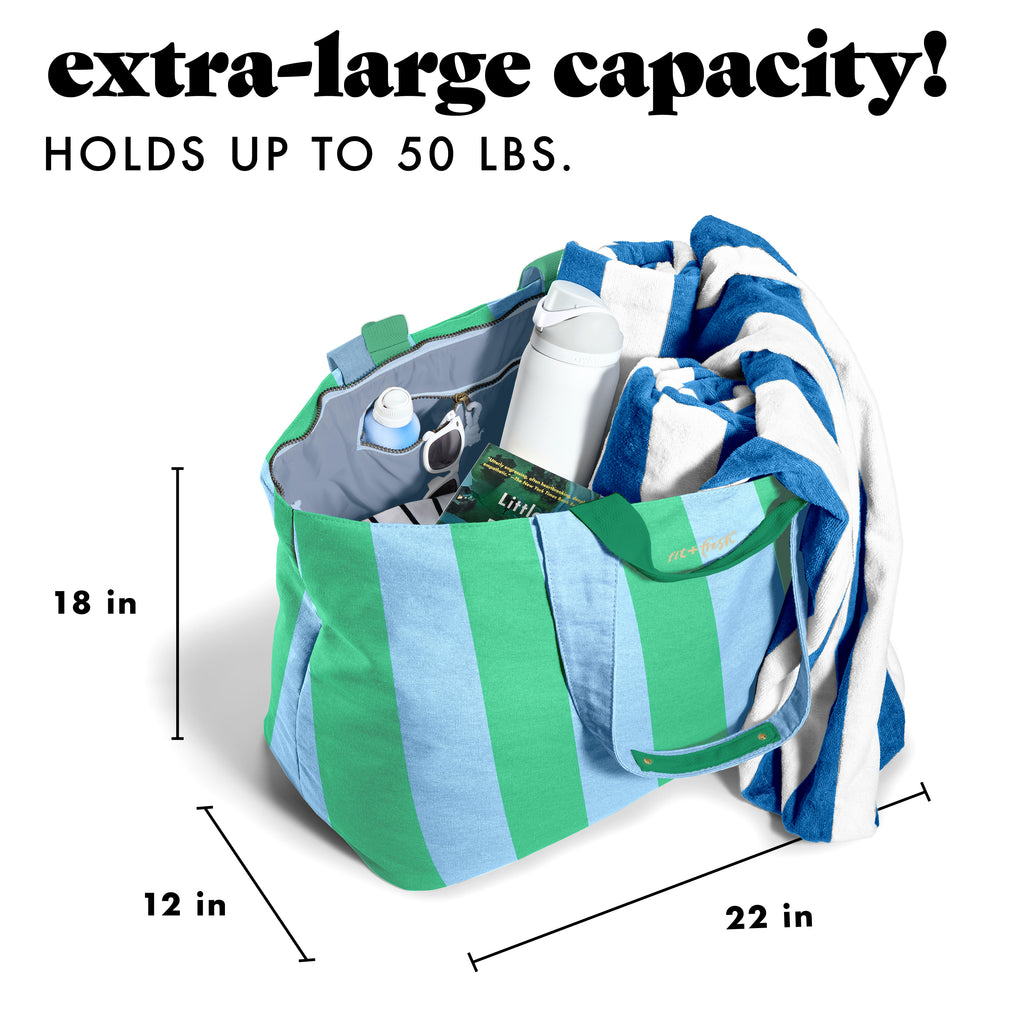 All The Things XL Travel Tote Bag, Coastal Cabana Stripe