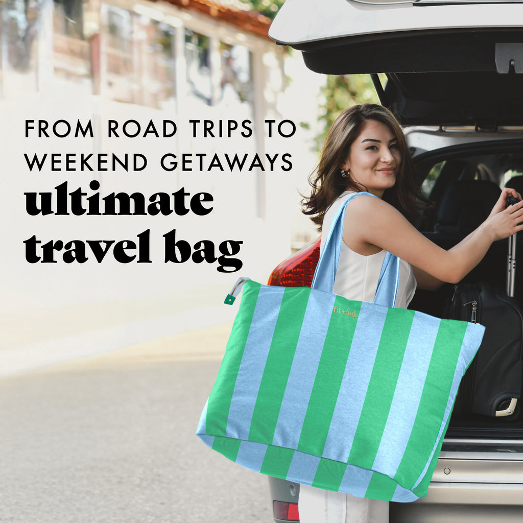 All The Things XL Travel Tote Bag, Coastal Cabana Stripe