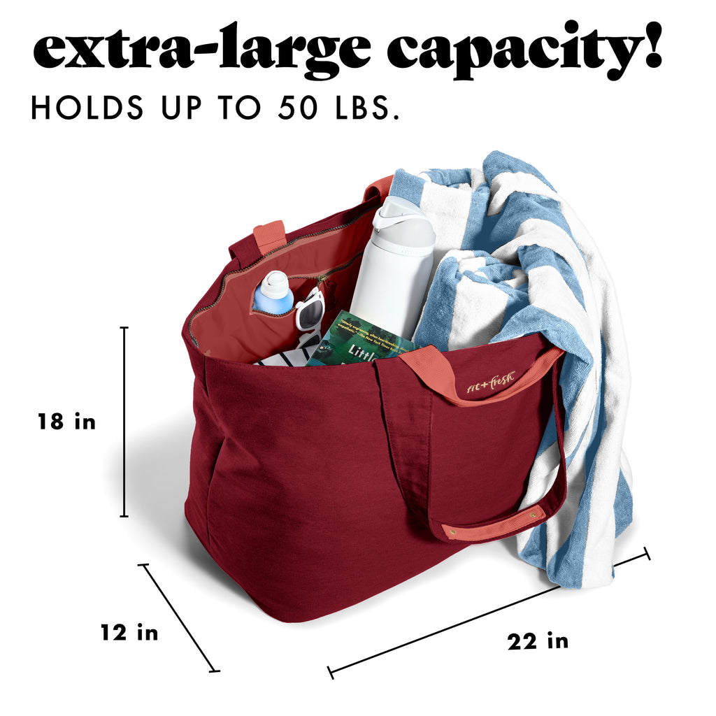 All The Things XL Travel Tote Bag, Cranberry