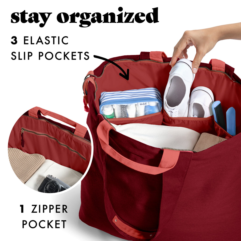 All The Things XL Travel Tote Bag, Cranberry