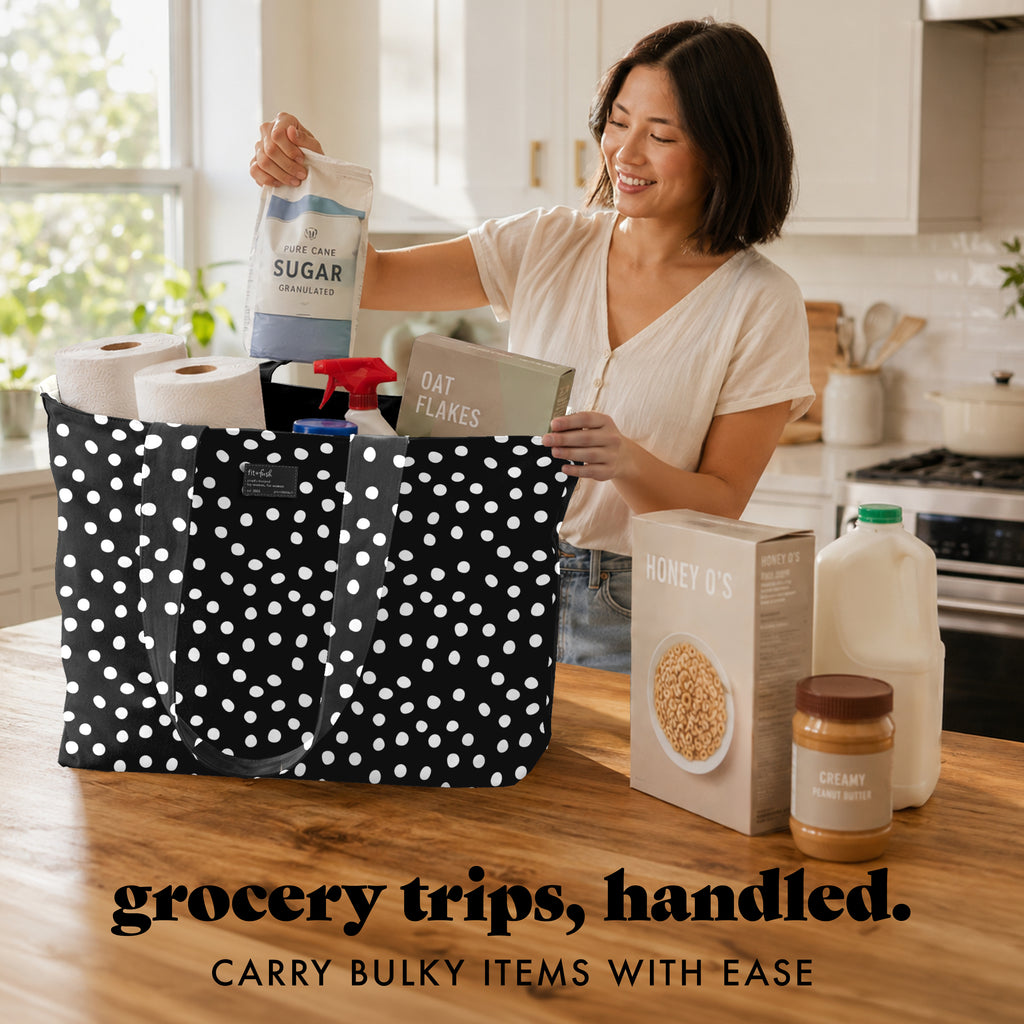 All The Things XL Travel Tote Bag, B&W Dot