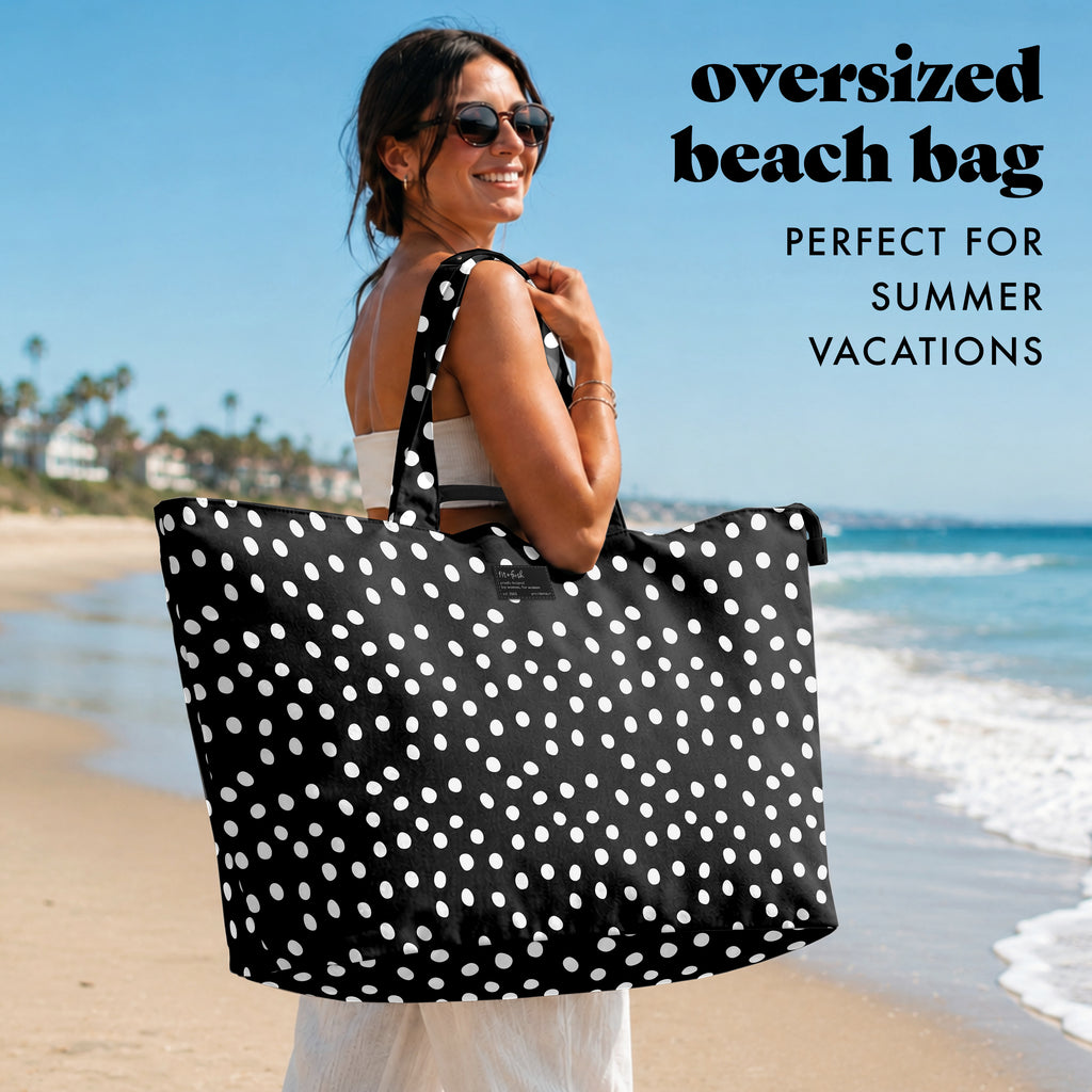 All The Things XL Travel Tote Bag, B&W Dot