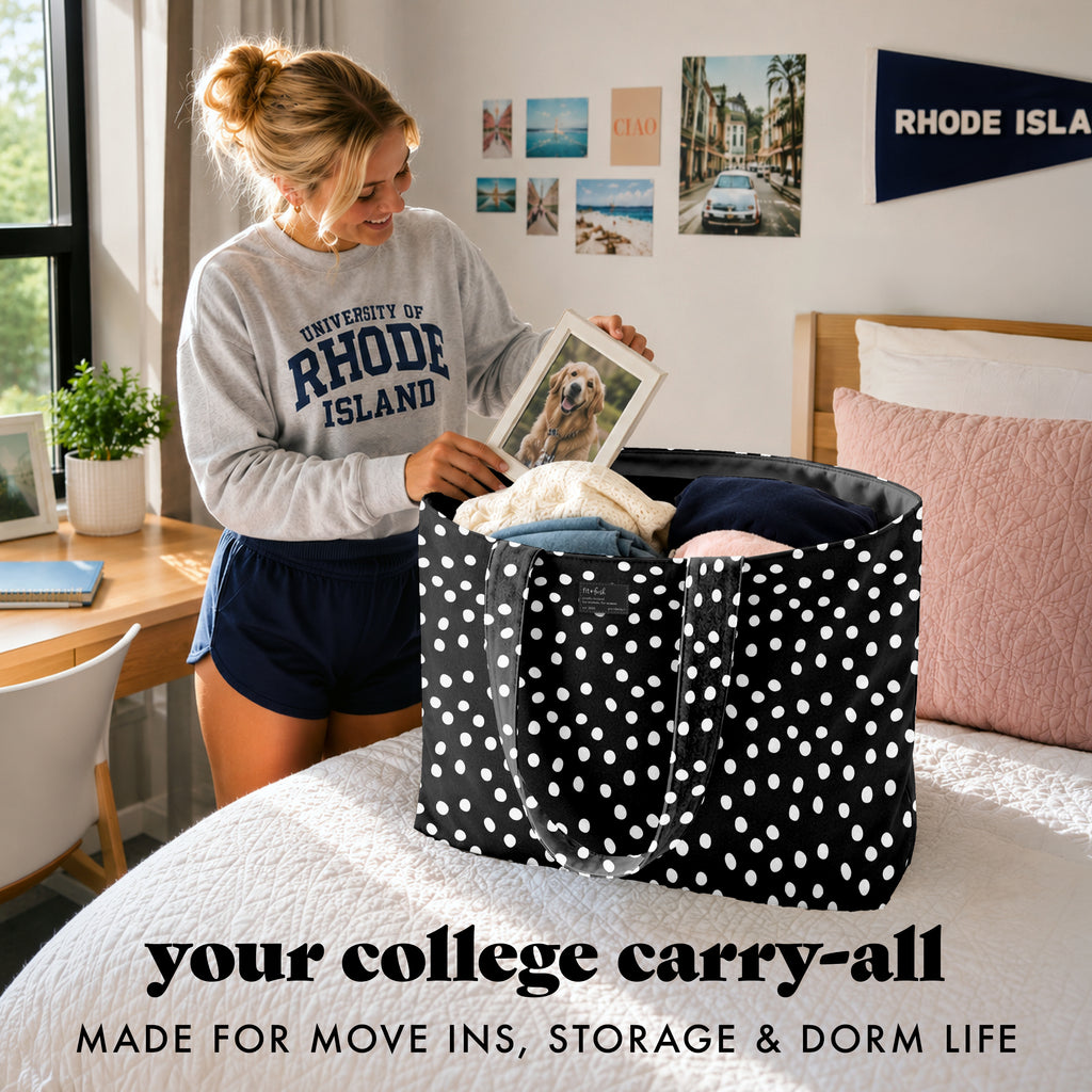 All The Things XL Travel Tote Bag, B&W Dot