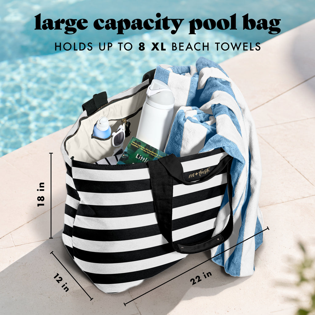 All The Things XL Travel Tote Bag, B&W Stripe