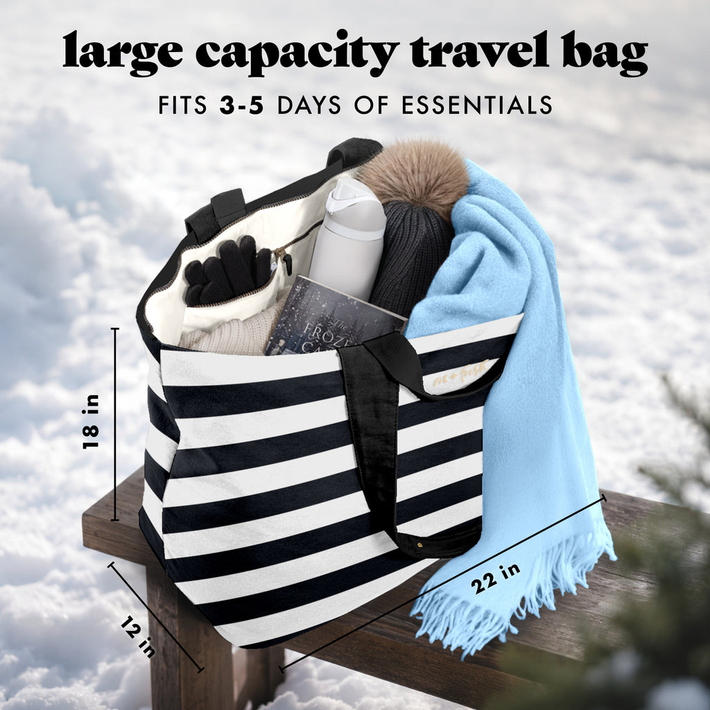 All The Things XL Travel Tote Bag, B&W Stripe