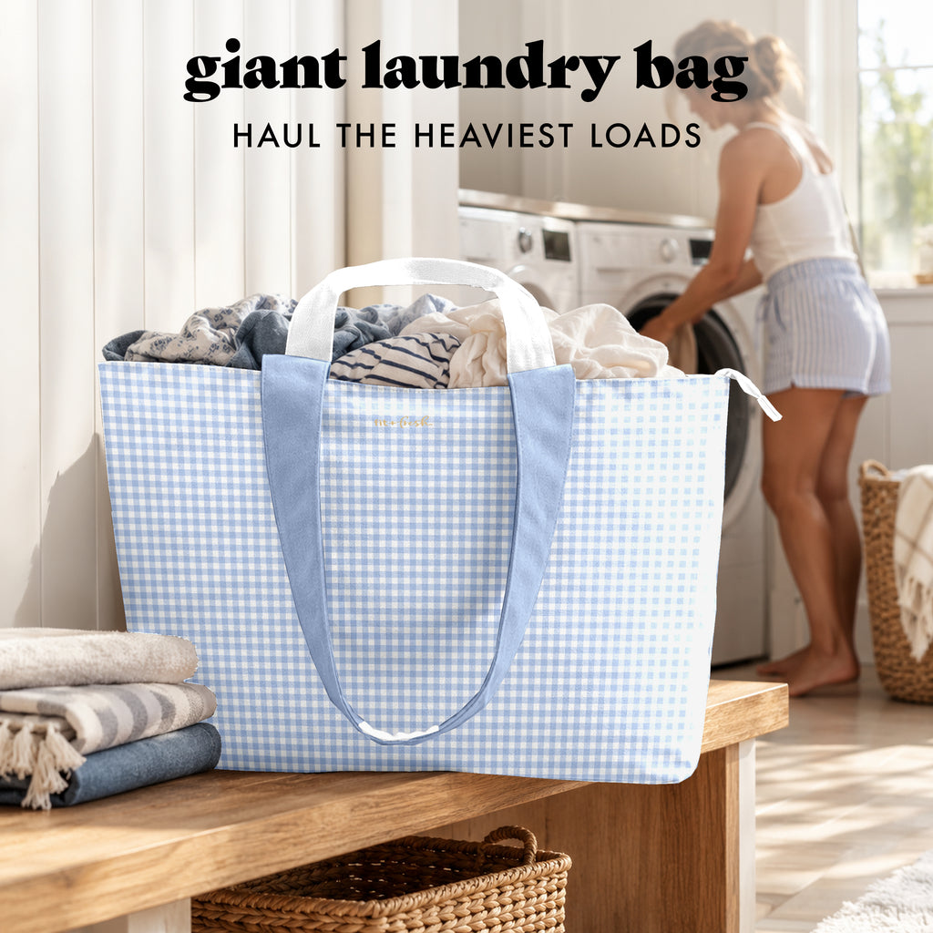 All The Things XL Travel Tote Bag, Blue Gingham