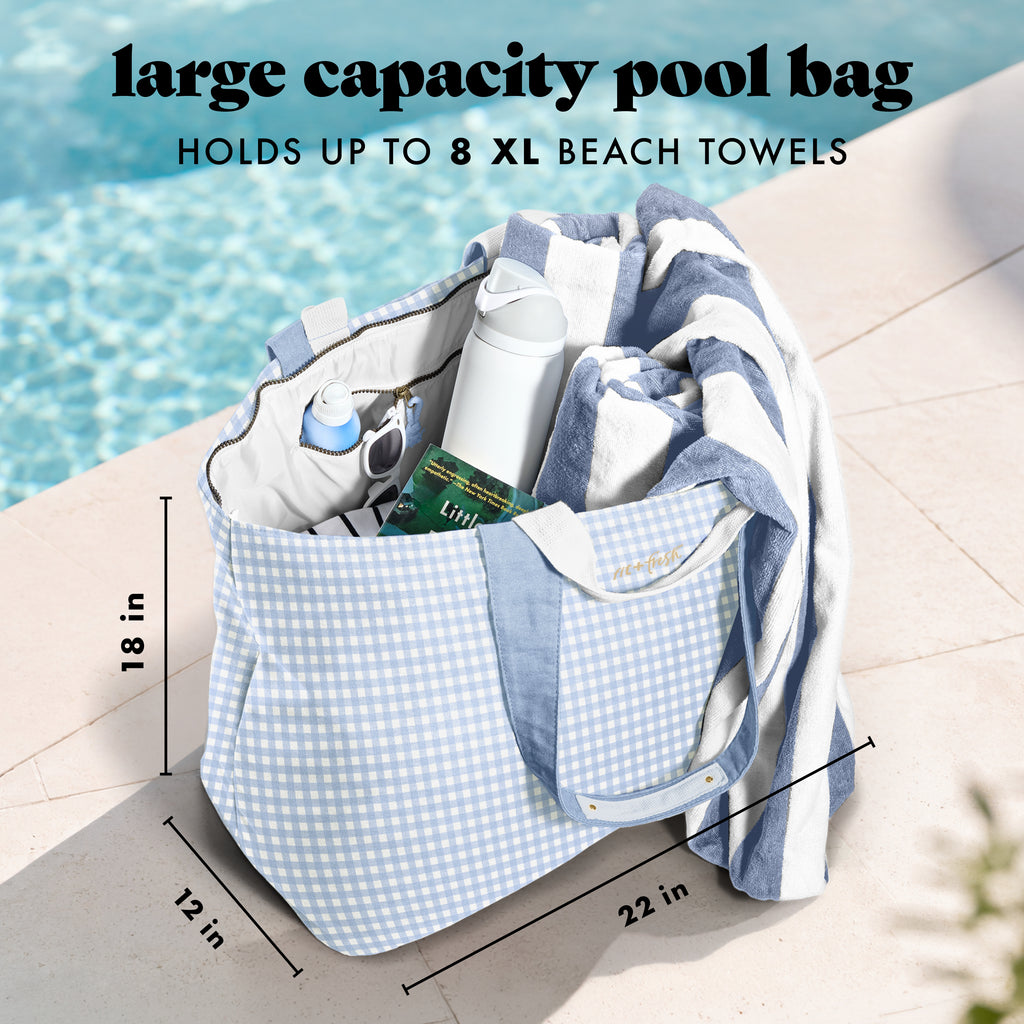 All The Things XL Travel Tote Bag, Blue Gingham