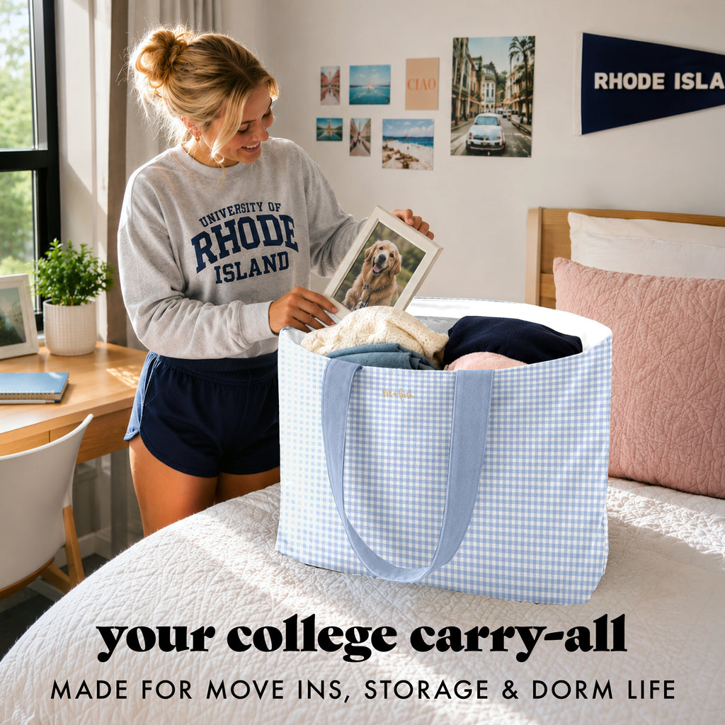 All The Things XL Travel Tote Bag, Blue Gingham