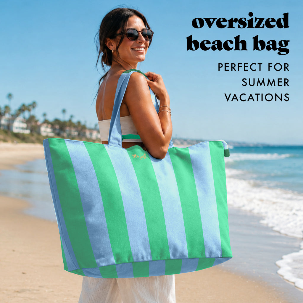 All The Things XL Travel Tote Bag, Coastal Cabana Stripe