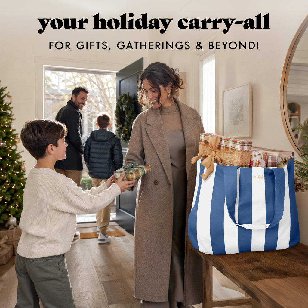 All The Things XL Travel Tote Bag, Cobalt Cabana Stripe