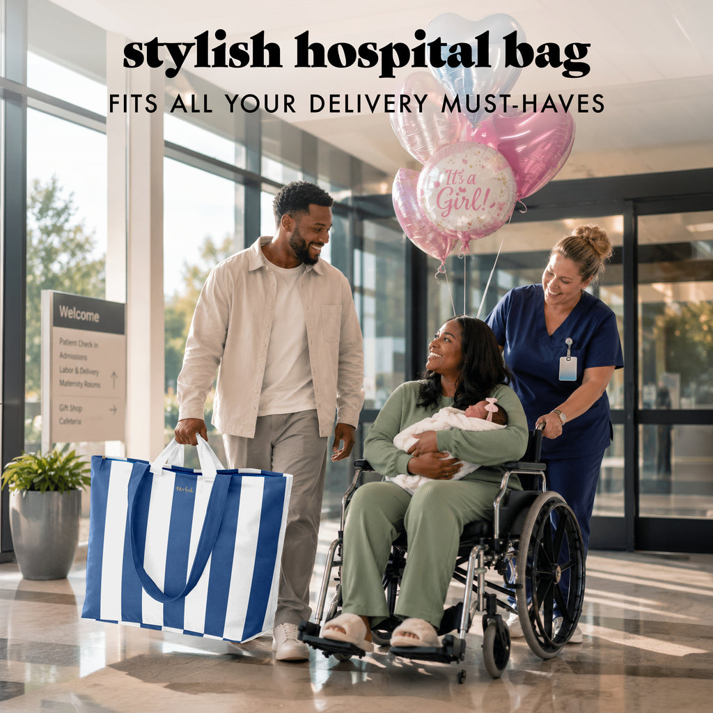 All The Things XL Travel Tote Bag, Cobalt Cabana Stripe