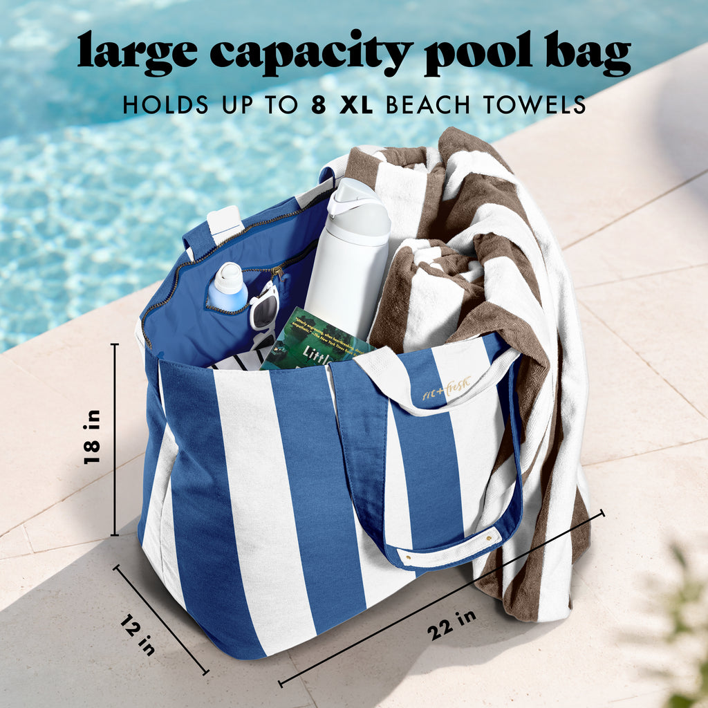 All The Things XL Travel Tote Bag, Cobalt Cabana Stripe