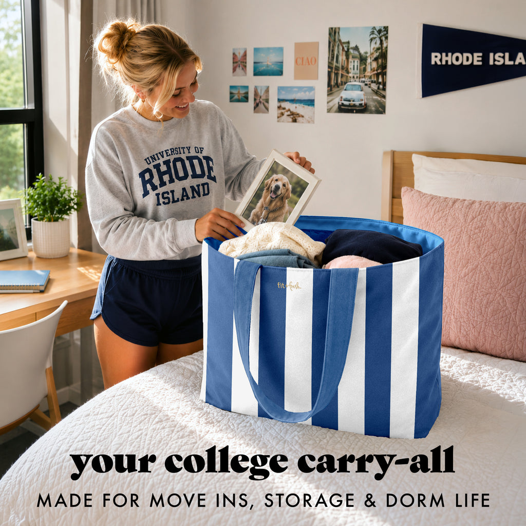 All The Things XL Travel Tote Bag, Cobalt Cabana Stripe