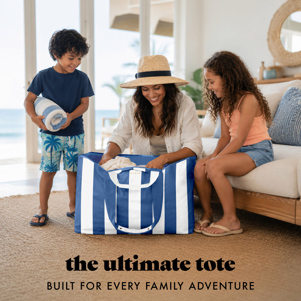 All The Things XL Travel Tote Bag, Cobalt Cabana Stripe