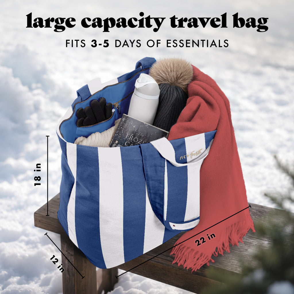 All The Things XL Travel Tote Bag, Cobalt Cabana Stripe