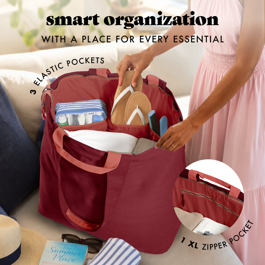 All The Things XL Travel Tote Bag, Cranberry