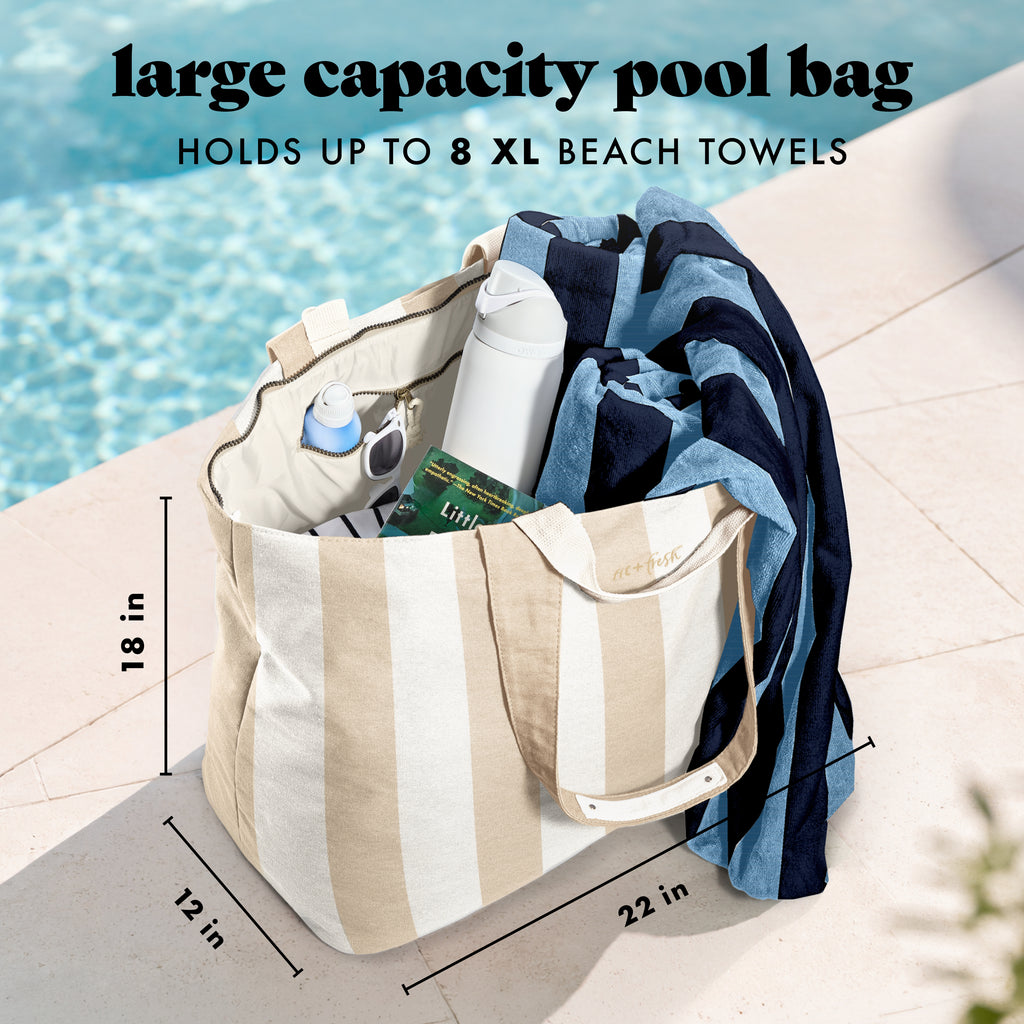All The Things XL Travel Tote Bag, Pina Colada Cabana Stripe