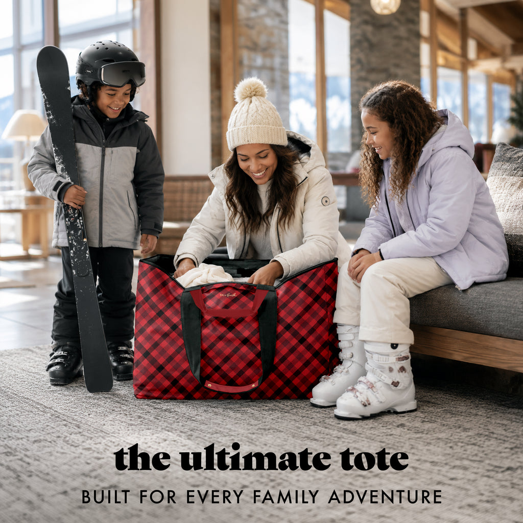 All The Things XL Travel Tote Bag, Red Checkered
