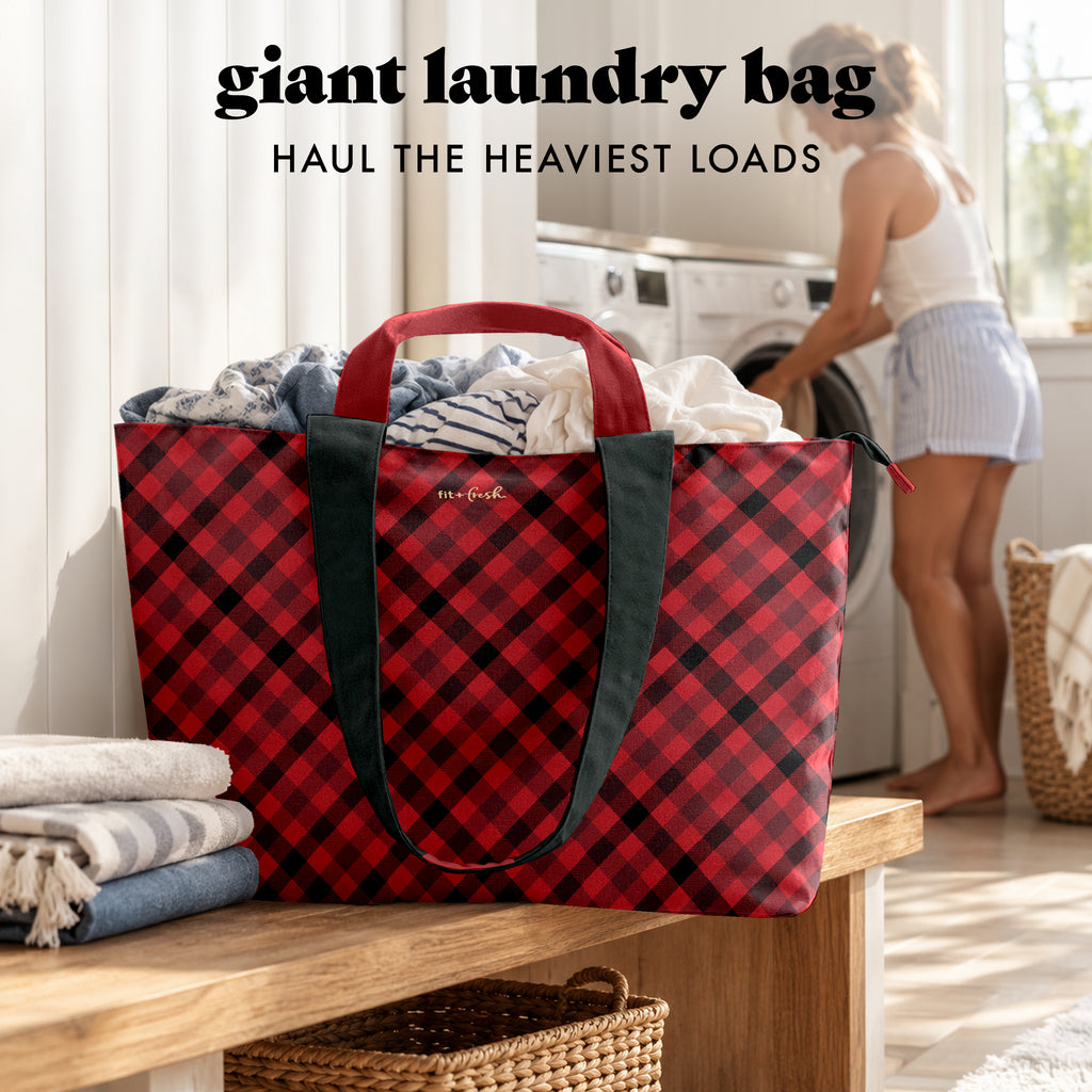 All The Things XL Travel Tote Bag, Red Checkered