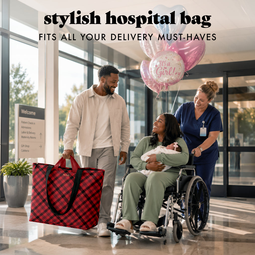 All The Things XL Travel Tote Bag, Red Checkered