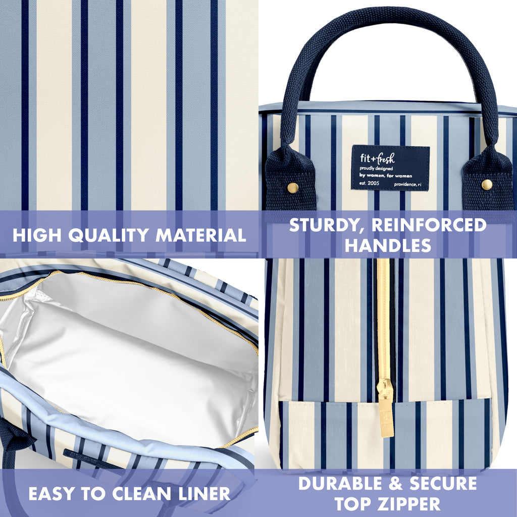 Bloomington Lunch Bag with Lunch Kit, Blue Chunky Stripe