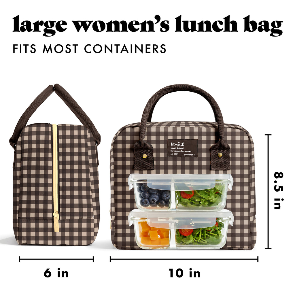 Bloomington Lunch Bag with Lunch Kit, Brown Gingham