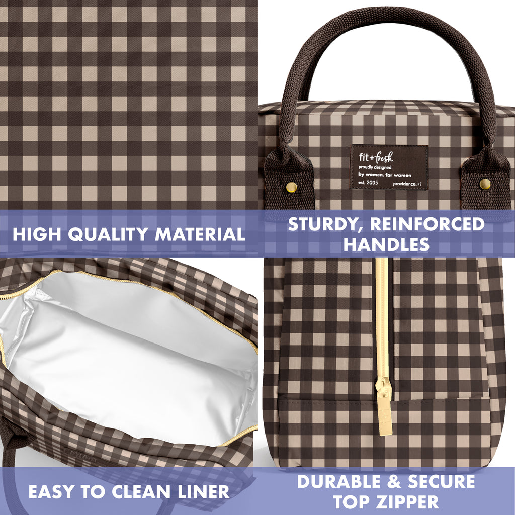 Bloomington Lunch Bag with Lunch Kit, Brown Gingham
