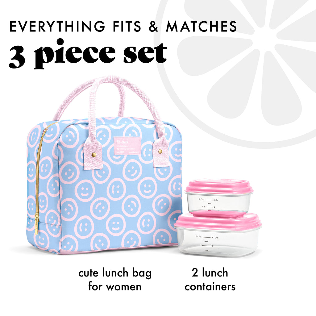 Bloomington Lunch Bag with Lunch Kit, Bubble Gum Smiles
