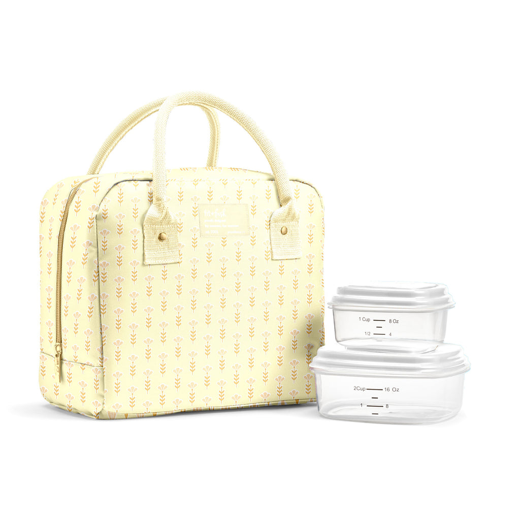 Bloomington Lunch Bag with Lunch Kit, Butter Yellow Flowers