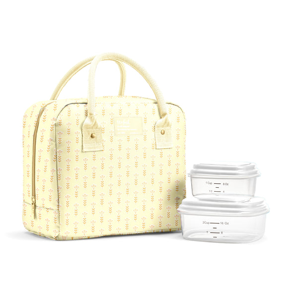 Bloomington Lunch Bag with Lunch Kit, Butter Yellow Flowers