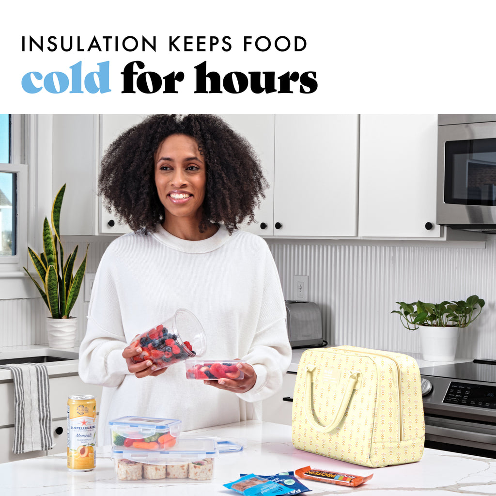 Bloomington Lunch Bag with Lunch Kit, Butter Yellow Flowers