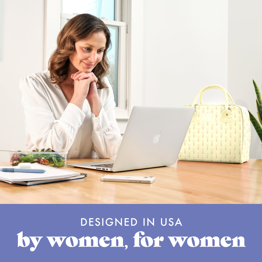 Bloomington Lunch Bag with Lunch Kit, Butter Yellow Flowers