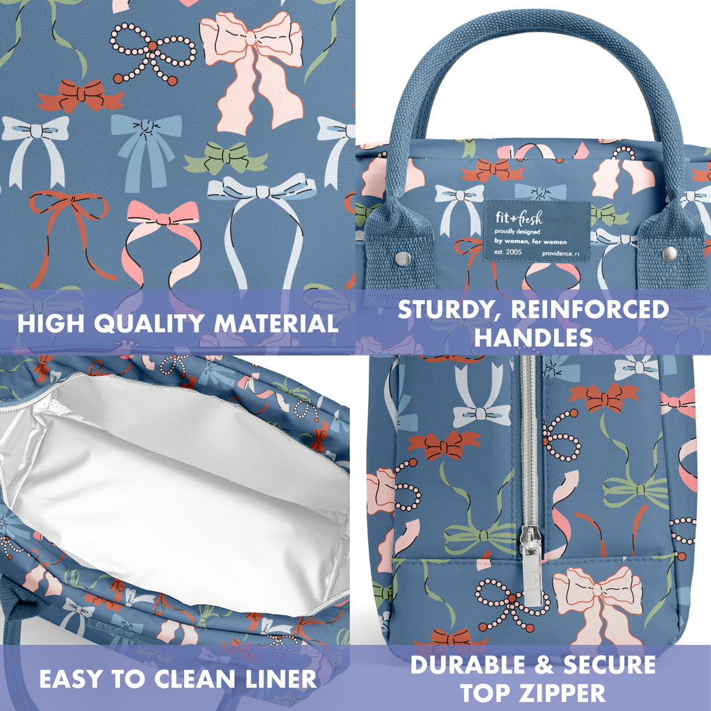 Bloomington Lunch Bag with Lunch Kit, Denim Bows