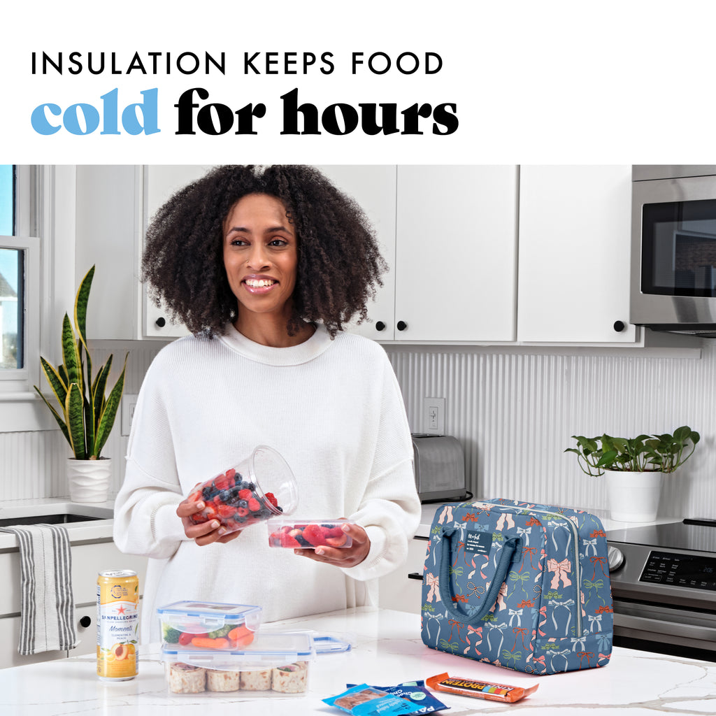 Bloomington Lunch Bag with Lunch Kit, Denim Bows