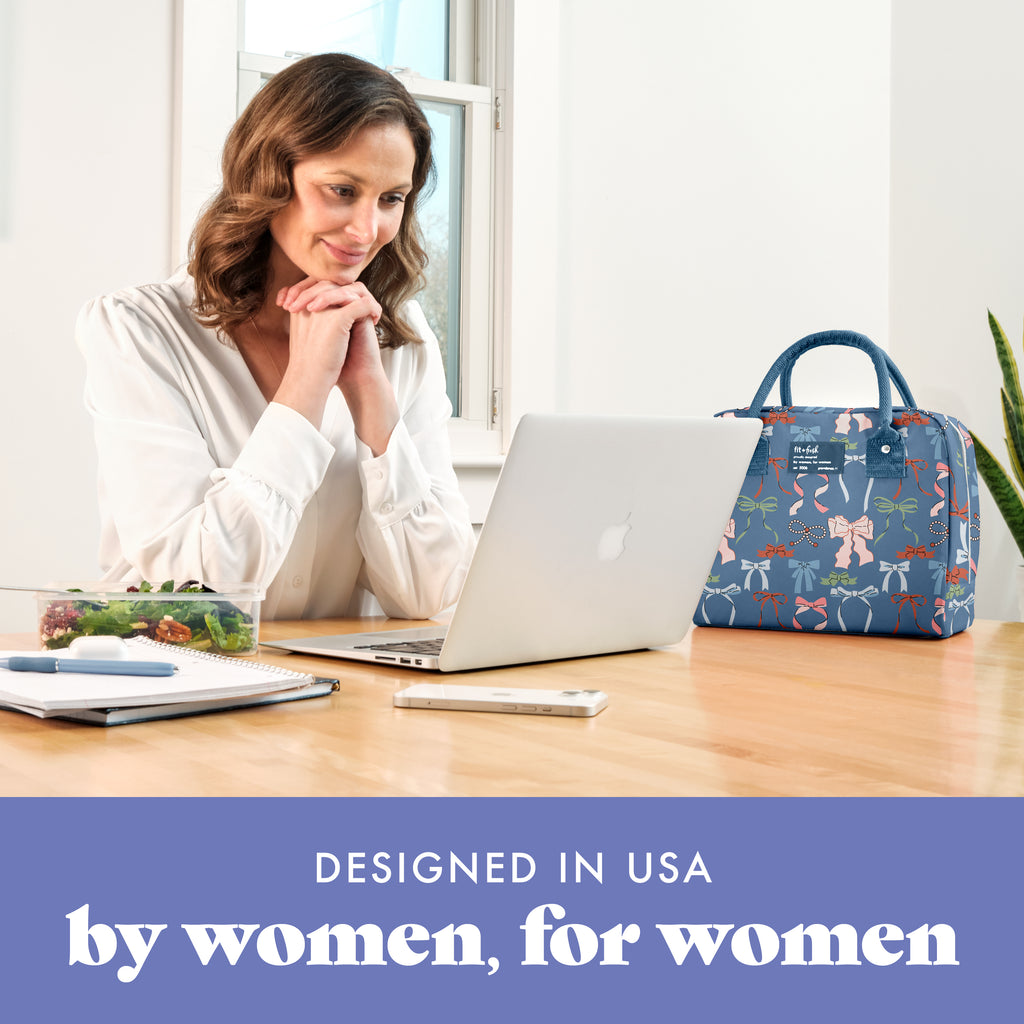 Bloomington Lunch Bag with Lunch Kit, Denim Bows