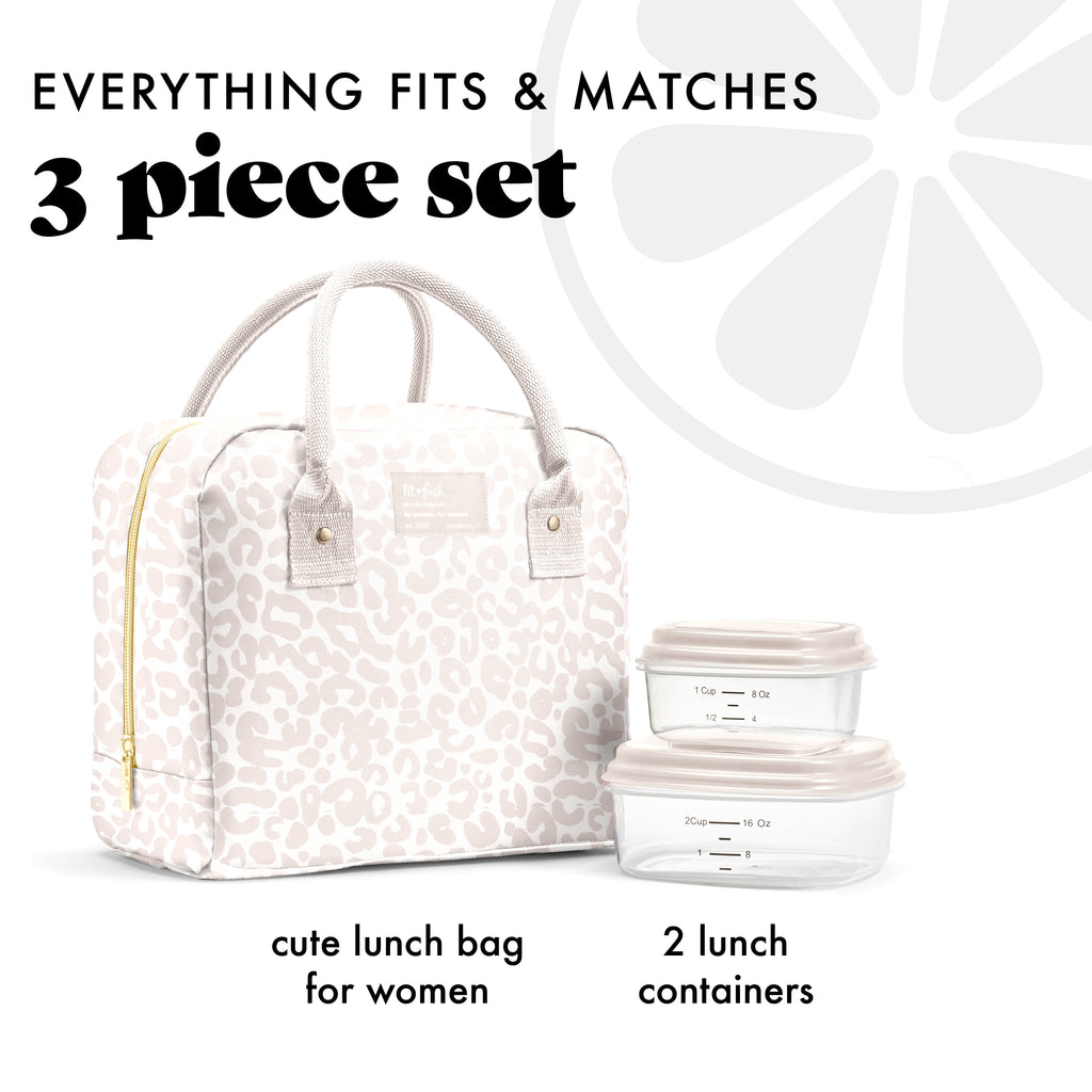 Bloomington Lunch Bag with Lunch Kit, Ivory Feline Fine