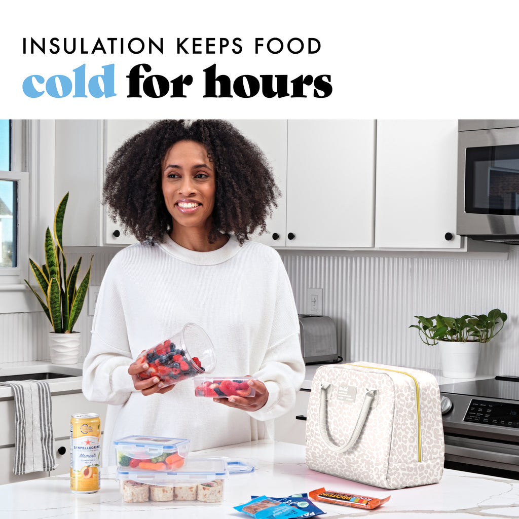 Bloomington Lunch Bag with Lunch Kit, Ivory Feline Fine