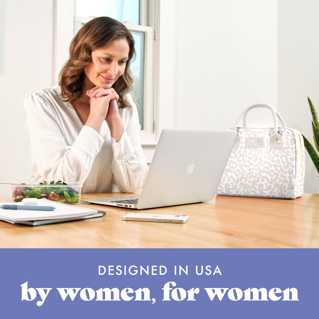 Bloomington Lunch Bag with Lunch Kit, Ivory Feline Fine